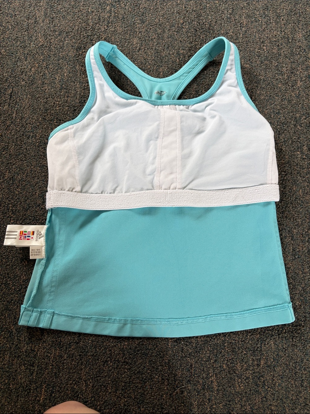 Vintage Early 2000’s adidas Aqua Blue Racerback long line sports bra - Picture 4 of 5